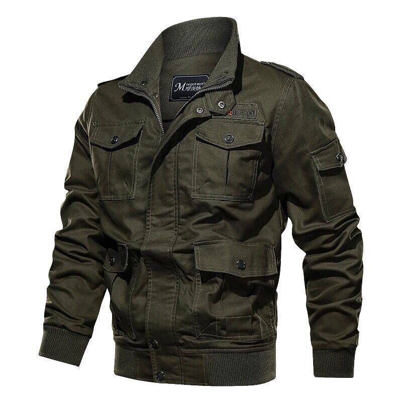 Spring and autumn military jacket male cotton water wash collar pilot cotton jacket large size plus velvet winter youth - DreamWeaversStore