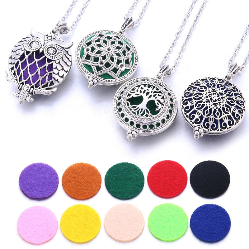 Aromatherapy Jewelry Locket Necklace Tree of Life Necklace Essential Oil Diffuser Perfume Aroma Diffuser Necklace Christmas Gift - DreamWeaversStore