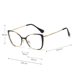 Fashionable Metal Cat Eye Glasses Spectacle Frames For Women Degree Optical Frame Filters Radiation Blu-ray Trendy Accessories - DreamWeaversStore