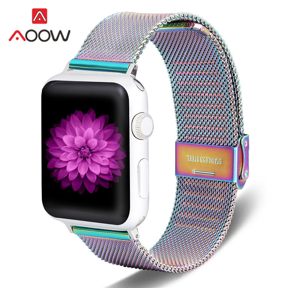 Milanese Loop Strap for Apple Watch 4 5 40mm 44mm 38mm 42mm Stainless Steel Rose Pink Metal Bracelet Band Belt for iWatch 1 2 3 - DreamWeaversStore