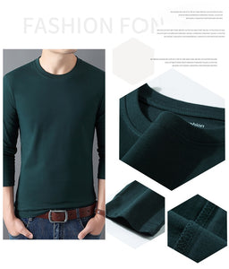 2020 New Men's Long Sleeve Cotton T-Shirt Male Autumn O-Neck Slim Fit Solid Color T Shirts Tops Plus Size S-6XL - DreamWeaversStore