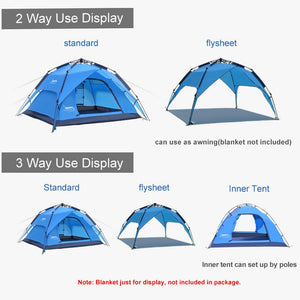 Desert&amp;Fox Automatic Tent 3-4 Person Camping Tent,Easy Instant Setup Protable Backpacking for Sun Shelter,Travelling,Hiking - DreamWeaversStore