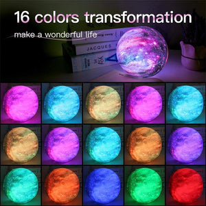 Moon Lamp Kids Night Light Galaxy Lamp 16 Colors LED 3D Star Moon Light Change Touch And Remote Control Galaxy Light For Gifts - DreamWeaversStore