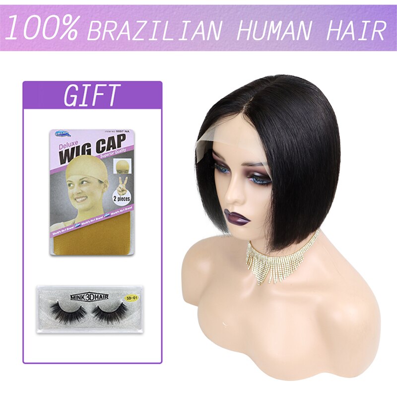 Straight Human Hair Wigs 13X1 Lace Closure Human Hair Wigs 150% Brazilian Remy Short Straight Bob Wig Preplucked Natural Hairlin - DreamWeaversStore