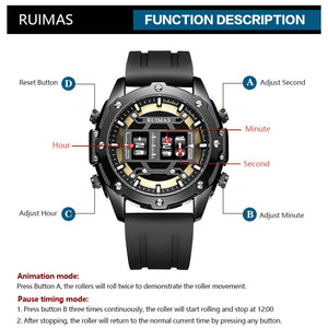 RUIMAS Digital Quartz Watch Men Top Brand Luxury Waterproof Wristwatch Male Silicone Strap Military Relogio Masculino Clock 553 - DreamWeaversStore