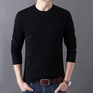 2020 New Men's Long Sleeve Cotton T-Shirt Male Autumn O-Neck Slim Fit Solid Color T Shirts Tops Plus Size S-6XL - DreamWeaversStore