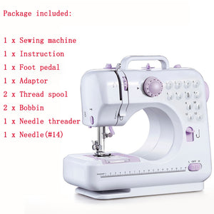 Fanghua Multifunction Mini Sewing Machine 505A 12 Stitches Replaceable + 11pc Presser Foot Power Supply LED Light Sewing classes - DreamWeaversStore