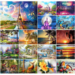 5D DIY diamond painting sunset/love landscape full diamond round embroidery castle mosaic animal diamond embroidery home decorat - DreamWeaversStore