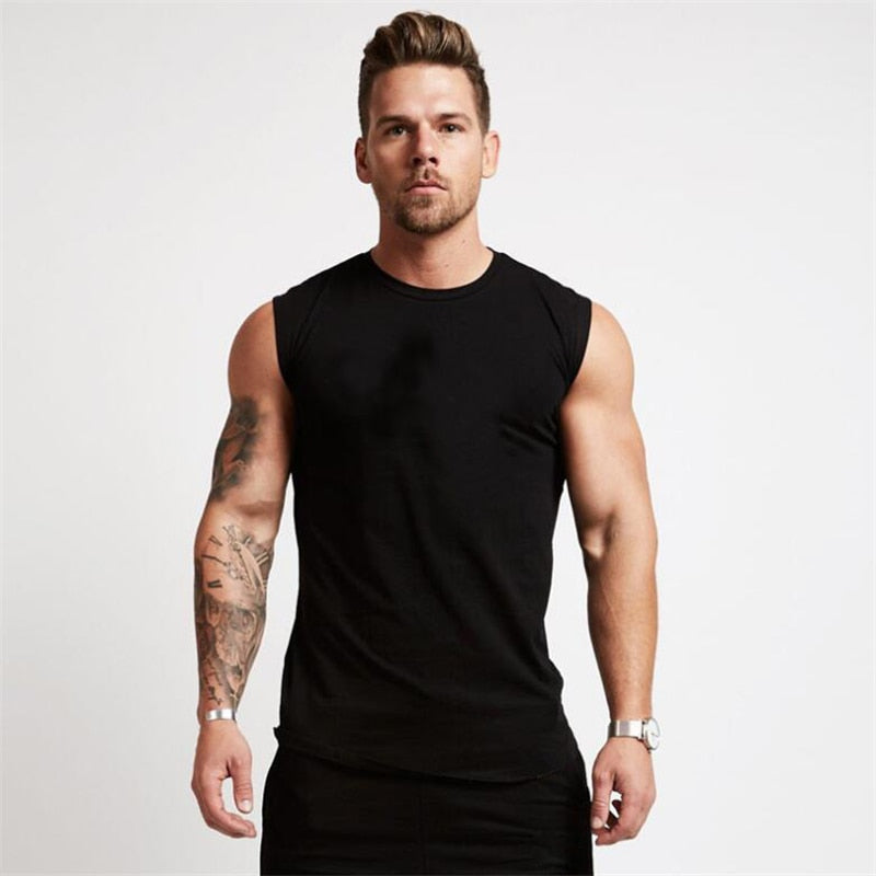 2021 Summer Newest Brand Mens Curved Hem Solid Color Gyms Stringers Vest Bodybuilding Clothing Fitness Man Tanks Tops - DreamWeaversStore