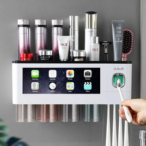 Magnetic Adsorption Toothbrush Holder Automatic Toothpaste Squeezer Home Storage Shelves Wall-Mounted Bathroom Accessories Sets - DreamWeaversStore