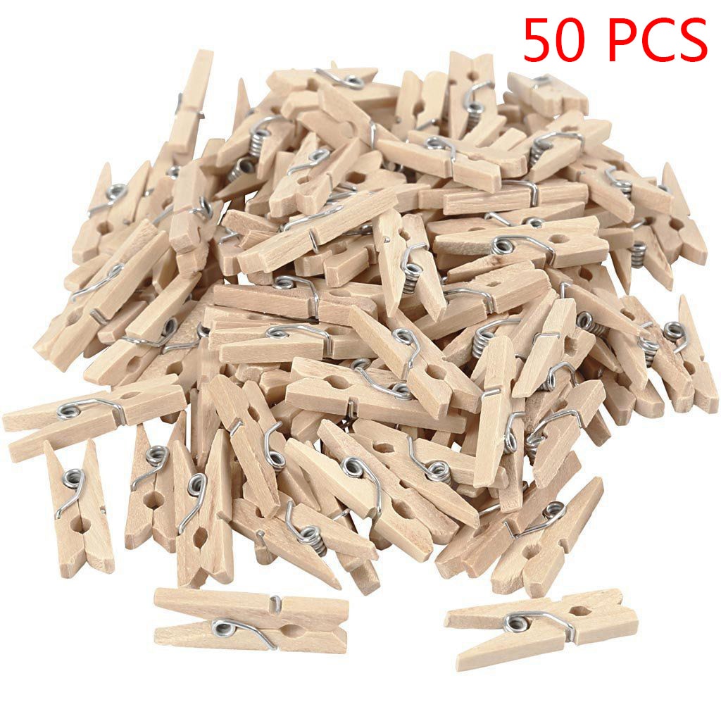 50/100/200PCS 2.5CM Mini Natural Wooden Clothes Photo Paper Clothespin Craft Clips Portable Wood Clamp - DreamWeaversStore