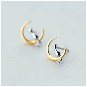 Modian Real 925 Sterling Silver Gold Color Animal Cat Sets Charm Stud Earrings For Women Fashion Necklace Pendant Party Jewelry - DreamWeaversStore