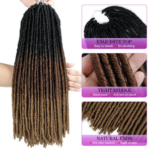 Ombre Crochet Braids Hair Synthetic Braiding Hair Extensions Goddess Straight Faux Locs 18Inches Soft Dreads Dreadlocks Hair - DreamWeaversStore