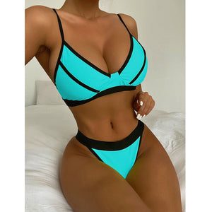 Bikini 2021 New Sexy Splicing Swimwear Women Swimsuit Female Two Pieces Bikini Set Low Waist Bathing Suits Beach Wear Swim Lady - DreamWeaversStore