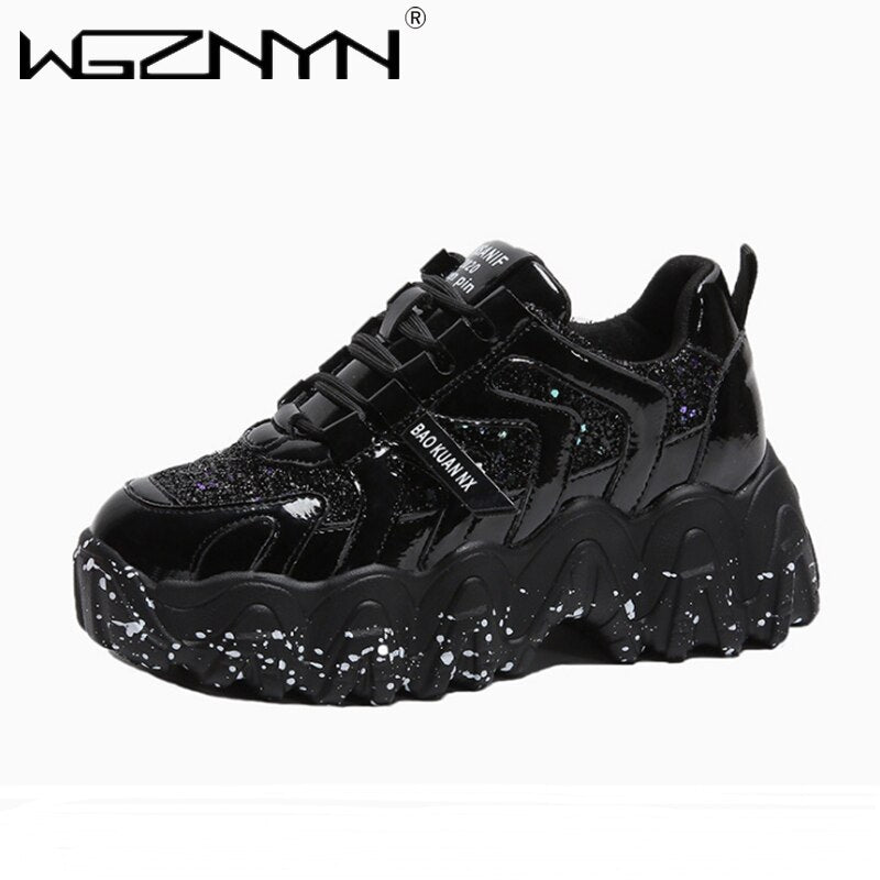 NEW Brand Autumn Chunky Sneakers Wedges Shoes for Women Bling Red Womens Shoes Platform Comfortable Sneaker Thick Sole Dad Shoes - DreamWeaversStore