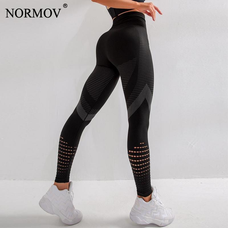 NORMOV Fitness Leggings Women Seamless High Waist Push Up Leggins Black Hollow Out Breathable Quick-drying Workout Femme Jegging - DreamWeaversStore