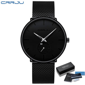 CRRJU Fashion Blue Men Watch Top Luxury Brand Minimalist Ultra-thin Quartz Watch Casual Waterproof Clock Relogio Masculino - DreamWeaversStore