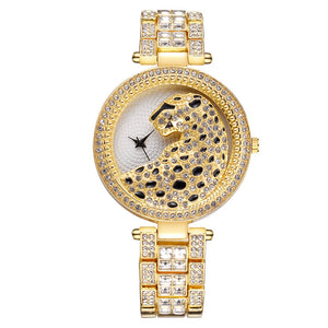 Women Gold Leopard Watch Luxury Fashion Bling Ladies Watch Casual Female Quartz Watch Crystal Diamond For Women Clock - DreamWeaversStore