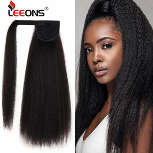 Leeons New Long Afro Kinky Curly Ponytail Synthetic Hair Pieces Natural Drawstring Ponytail Hair Extensions False Hair Pieces - DreamWeaversStore