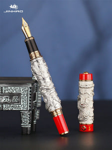 Luxury Jinhao Double Dragon Fountain Pen Writing Ink pens gift Iridium M Nib Advanced Craft Writing Single or with gift pen box - DreamWeaversStore