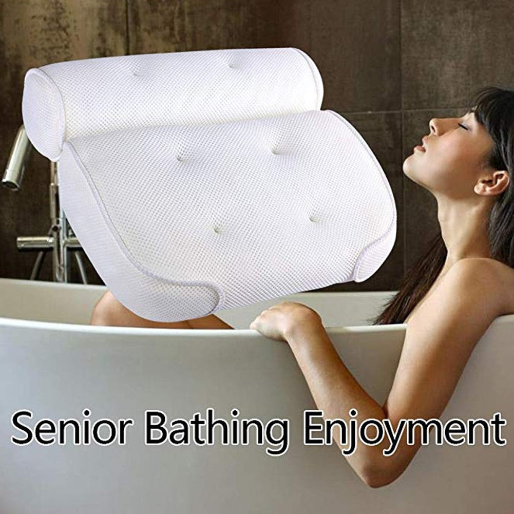 SPA Bath Pillow Bathtub Pillow with Suction Cups Neck Back Support Thickened Bath Pillow for Home Spa Tub Bathroom Accessories - DreamWeaversStore