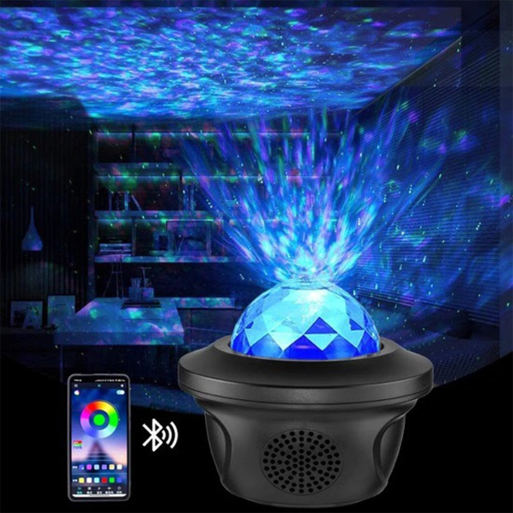 LED Galaxy Projector Ocean Wave LED Night Light Music Player Remote Star Rotating Night Light Gift For kids Bedroom Lamp - DreamWeaversStore