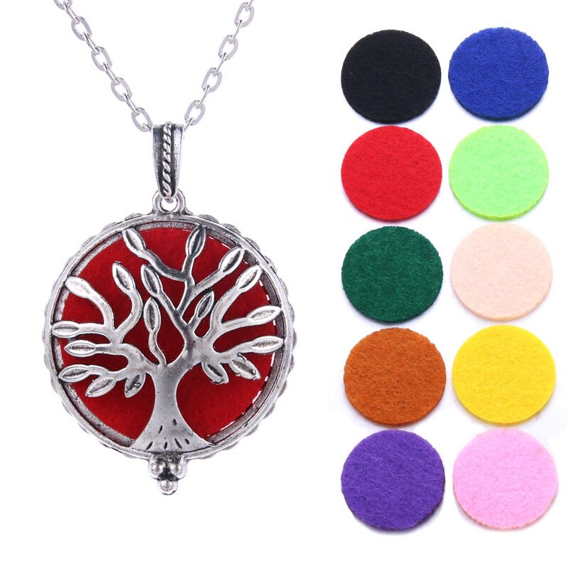 Aromatherapy Jewelry Locket Necklace Tree of Life Necklace Essential Oil Diffuser Perfume Aroma Diffuser Necklace Christmas Gift - DreamWeaversStore