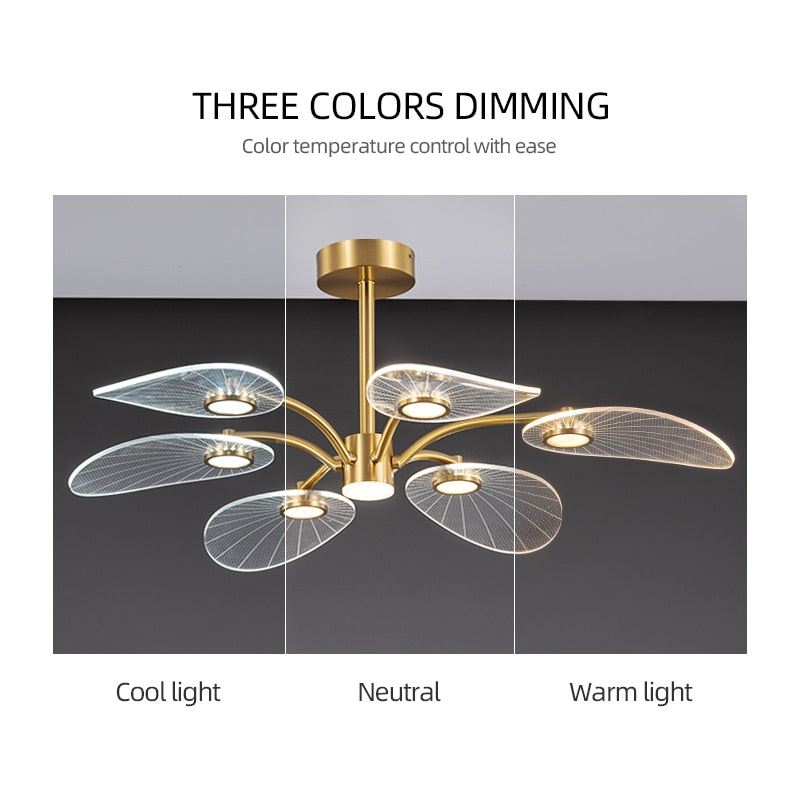 Modern Luxury Chandelier LED three colors dimming Living Room Dining Room Hotel Bedroom Home Indoor Lighting - DreamWeaversStore