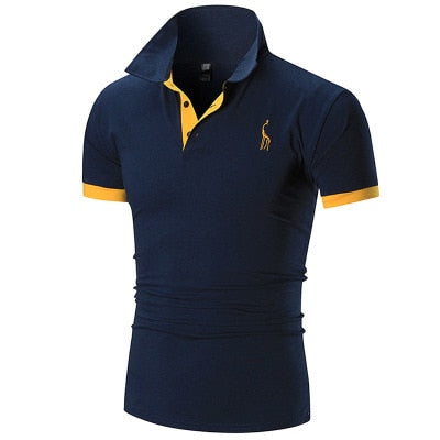 Men's embroidered solid color POLO shirt Men's explosive T-shirt Male Tops Clothing Men 2021 plus size - DreamWeaversStore