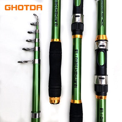 GHOTDA 2.1M -3.6M Carp Fishing Rod feeder Hard FRP Carbon Fiber Telescopic Fishing Rod fishing pole - DreamWeaversStore