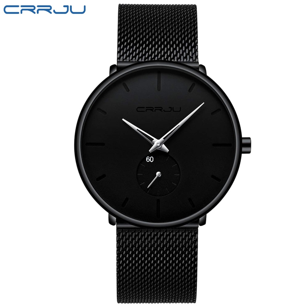 CRRJU Fashion Blue Men Watch Top Luxury Brand Minimalist Ultra-thin Quartz Watch Casual Waterproof Clock Relogio Masculino - DreamWeaversStore