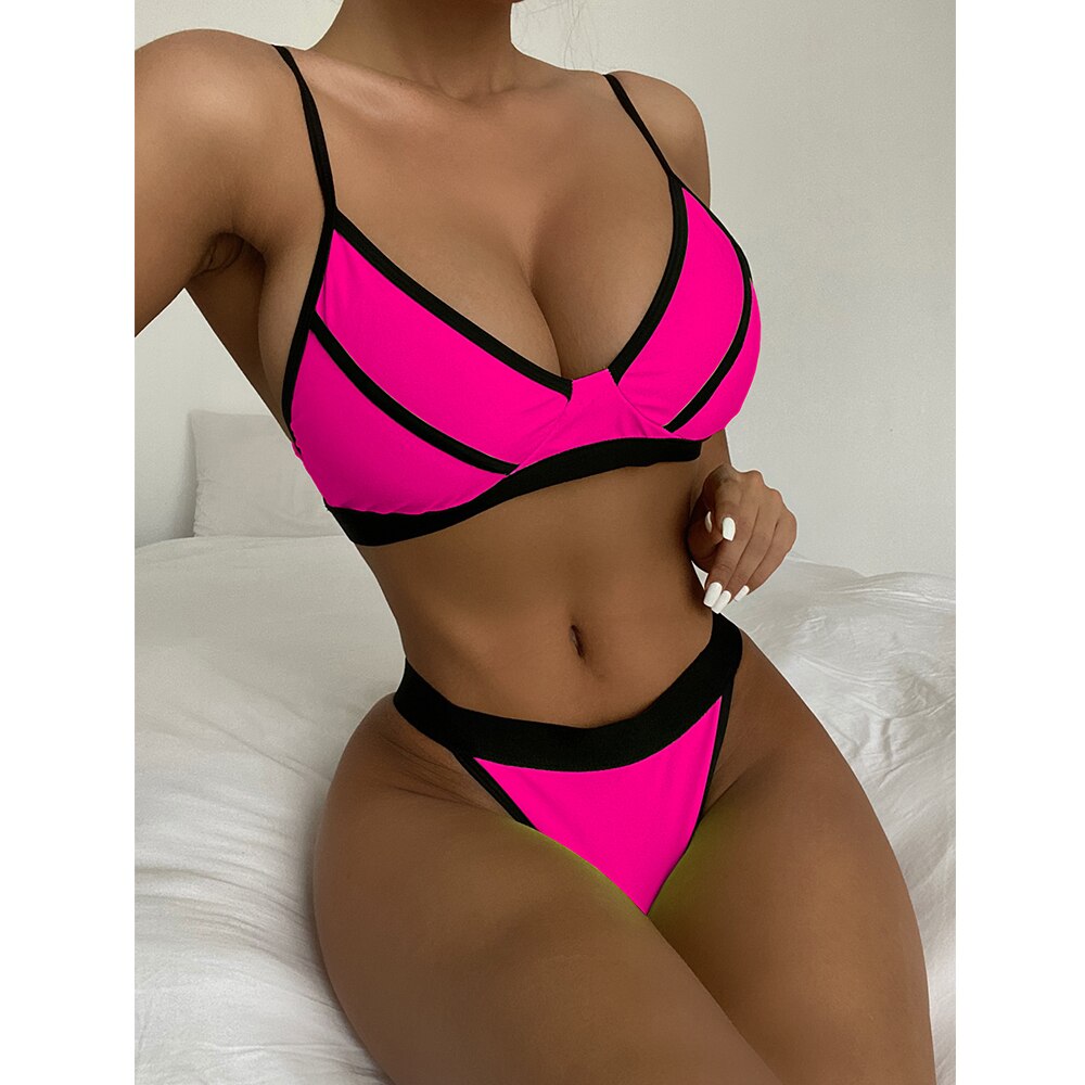 Bikini 2021 New Sexy Splicing Swimwear Women Swimsuit Female Two Pieces Bikini Set Low Waist Bathing Suits Beach Wear Swim Lady - DreamWeaversStore