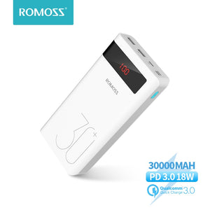 ROMOSS Sense 8P+ Power Bank 30000mAh PD QC 3.0 Quick Charge Powerbank Portable Exterbal Battery Charger for iPhone 13 Xiaomi Mi - DreamWeaversStore