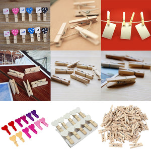 50/100/200PCS 2.5CM Mini Natural Wooden Clothes Photo Paper Clothespin Craft Clips Portable Wood Clamp - DreamWeaversStore