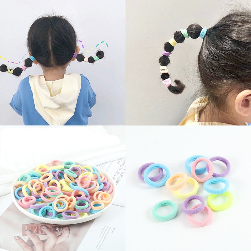 30/50/100pcs/Set Colorful Small Hair Bands Girls Cute High Elastic Hair Ties Children Hair Accessories Ponytail Holder Headband - DreamWeaversStore