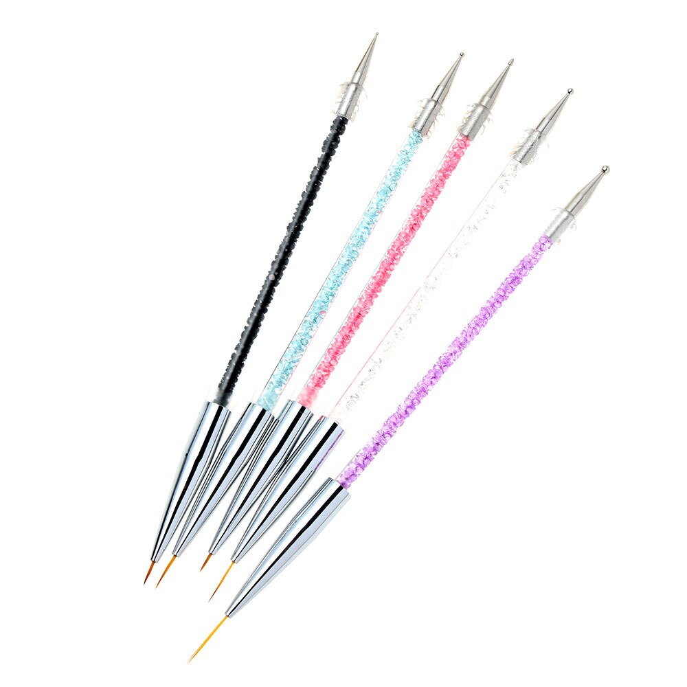 5pcs/set Nail Art Liner Painting Pen Tips DIY Rhinestones Gel Brushes Drawing Flower Line Grid Design Manicure Nails Tools - DreamWeaversStore