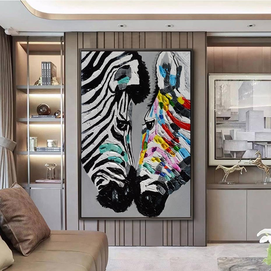 Fashion Modern Abstract Animals Printed Zebra Poster Oil Painting On Canvas Picture Wall Art for Living Room Home Decor - DreamWeaversStore