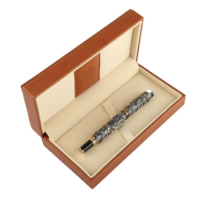 Luxury Jinhao Double Dragon Fountain Pen Writing Ink pens gift Iridium M Nib Advanced Craft Writing Single or with gift pen box - DreamWeaversStore