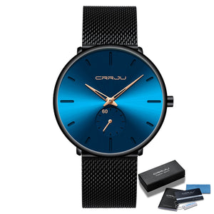 CRRJU Fashion Blue Men Watch Top Luxury Brand Minimalist Ultra-thin Quartz Watch Casual Waterproof Clock Relogio Masculino - DreamWeaversStore