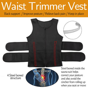 Men Body Shaper Waist Trainer Vest Slimming Shirt Sauna Sweat Vest Compression Undershirt Shapewear Fat Burner Workout Tank Tops - DreamWeaversStore