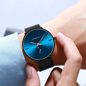 CRRJU Fashion Blue Men Watch Top Luxury Brand Minimalist Ultra-thin Quartz Watch Casual Waterproof Clock Relogio Masculino - DreamWeaversStore