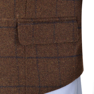 Casual Gentleman Men's Army Green Vest Plaid Soft Wool Brown Jacket Tweed Business Waistcoat For Groosmen Best Man Wedding - DreamWeaversStore