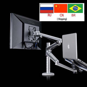 OA-7X Multimedia Desktop Dual Arm 27inch LCD Monior Holder+ Laptop Holder Stand Table Full Motion Dual Monitor Mount Arm Stand - DreamWeaversStore