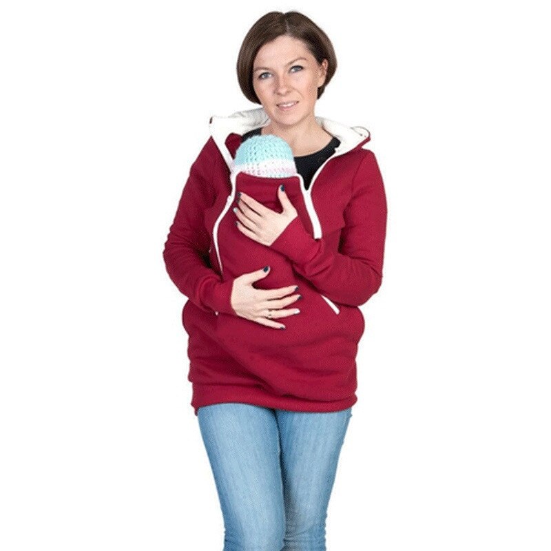 LILIGIRL Parenting Baby Hooded Sweatshirt Jacket 2021 Mother Pregnant Women Kangaroo Pullovers Tops Clothes for Maternity Wear - DreamWeaversStore