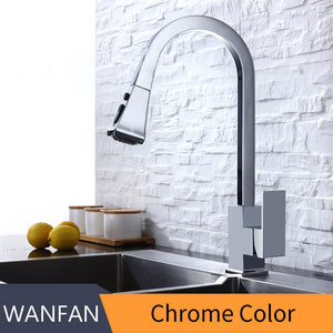 Kitchen Faucets Square Black Single Handle Pull Out Kitchen Tap Single Hole Swivel 360 Degree Rotation Water Mixer Tap 866399R - DreamWeaversStore