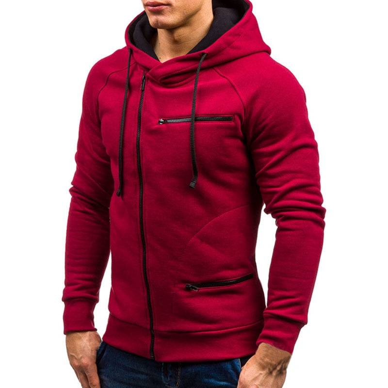 Men Hoodie Sweatshirt New Casual Solid Long Sleeve Mens Hoodies Slim Zipper Hooded Cardigan Sweatshirts Men Hoody Sweat Homme - DreamWeaversStore