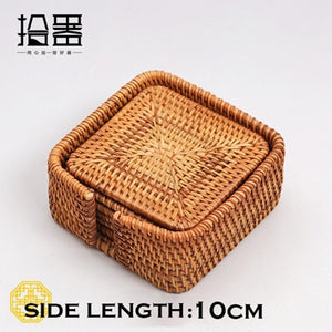 6pcs/lot Creative Coasters Set Cup Cushion Kungfu Tea Set Tableware Placemat Dish Mat Rattan Weave Cup Mat Pad Tea Accessories - DreamWeaversStore