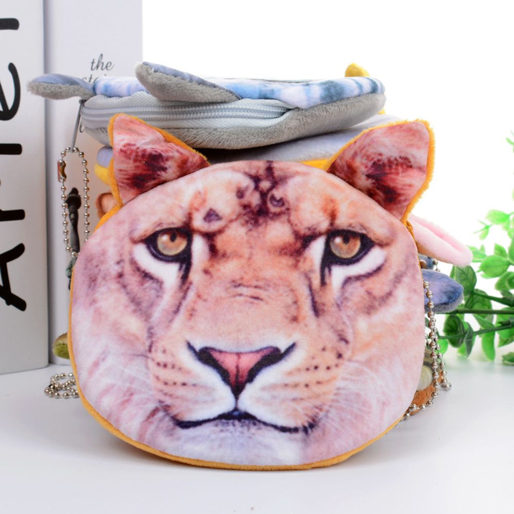 Cute Mini Coin Purse Animal Face Cartoon Cat Dog Bag Plush Zipper Children Girls Wallet Card Key Holder Handbag Bag Headset Bag - DreamWeaversStore