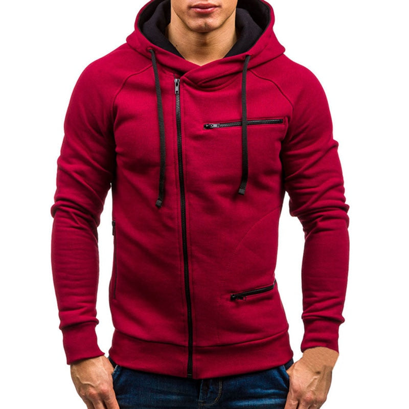 Men Hoodie Sweatshirt New Casual Solid Long Sleeve Mens Hoodies Slim Zipper Hooded Cardigan Sweatshirts Men Hoody Sweat Homme - DreamWeaversStore