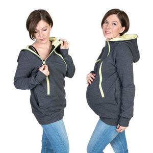 LILIGIRL Parenting Baby Hooded Sweatshirt Jacket 2021 Mother Pregnant Women Kangaroo Pullovers Tops Clothes for Maternity Wear - DreamWeaversStore